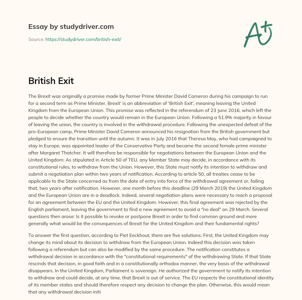 British Exit essay