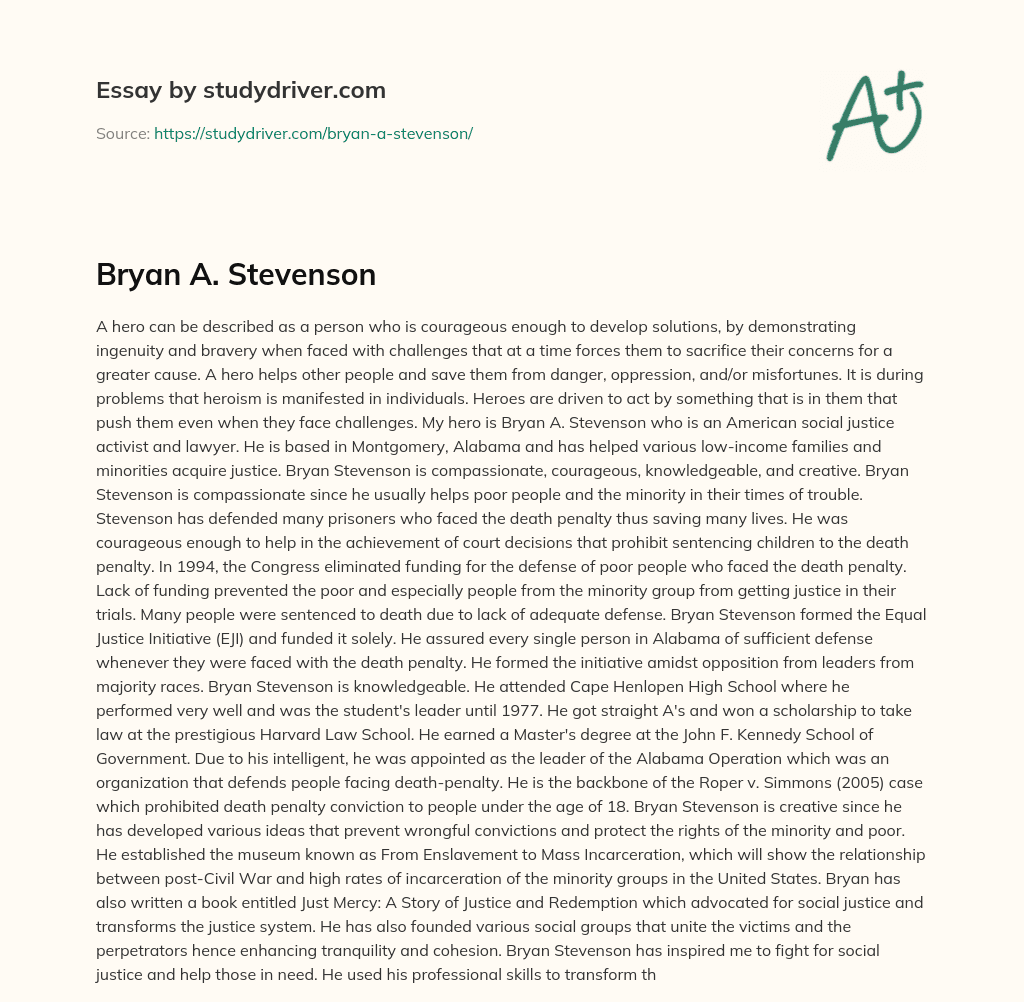 Bryan A. Stevenson essay