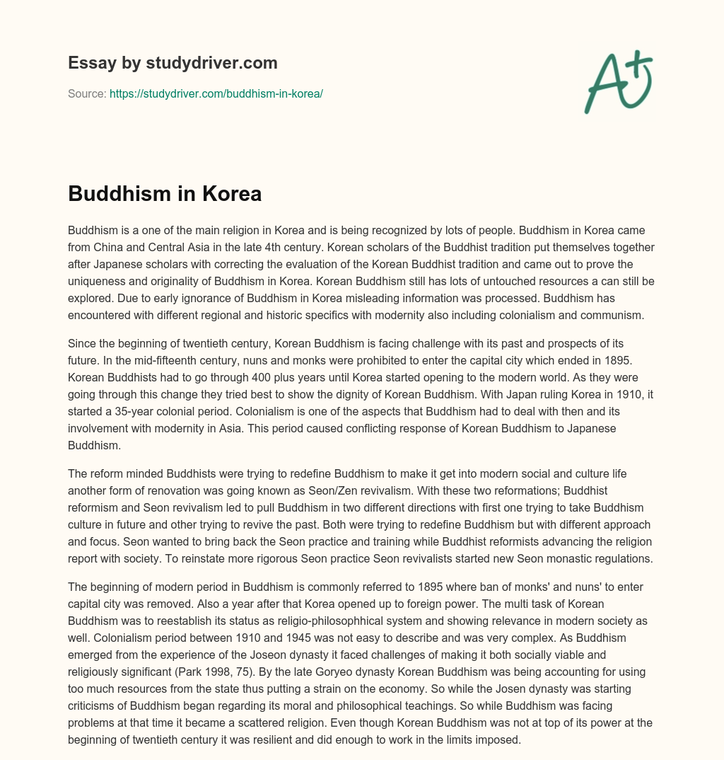 Buddhism in Korea essay