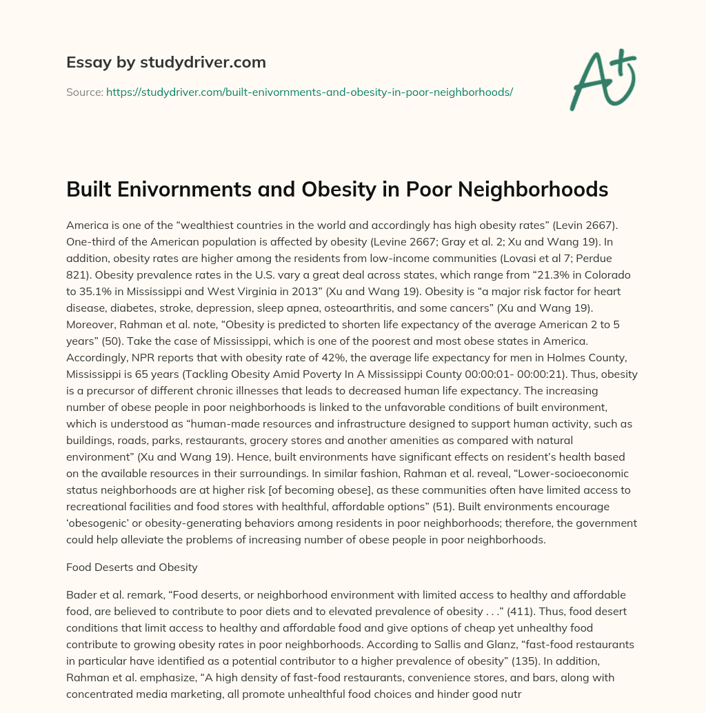 Built Enivornments and Obesity in Poor Neighborhoods essay