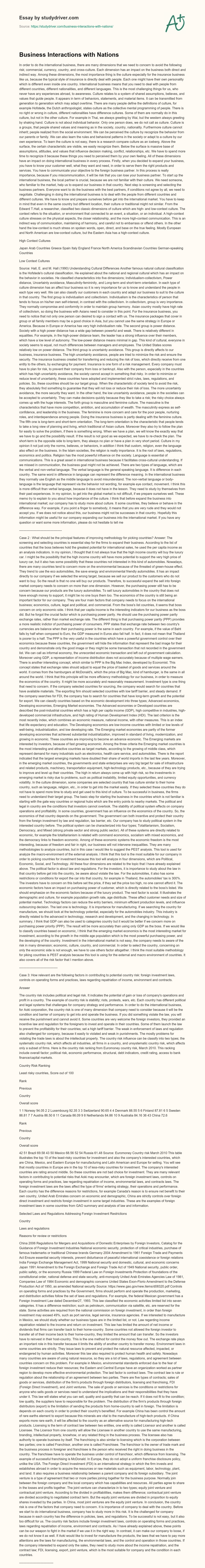 Business Interactions with Nations essay