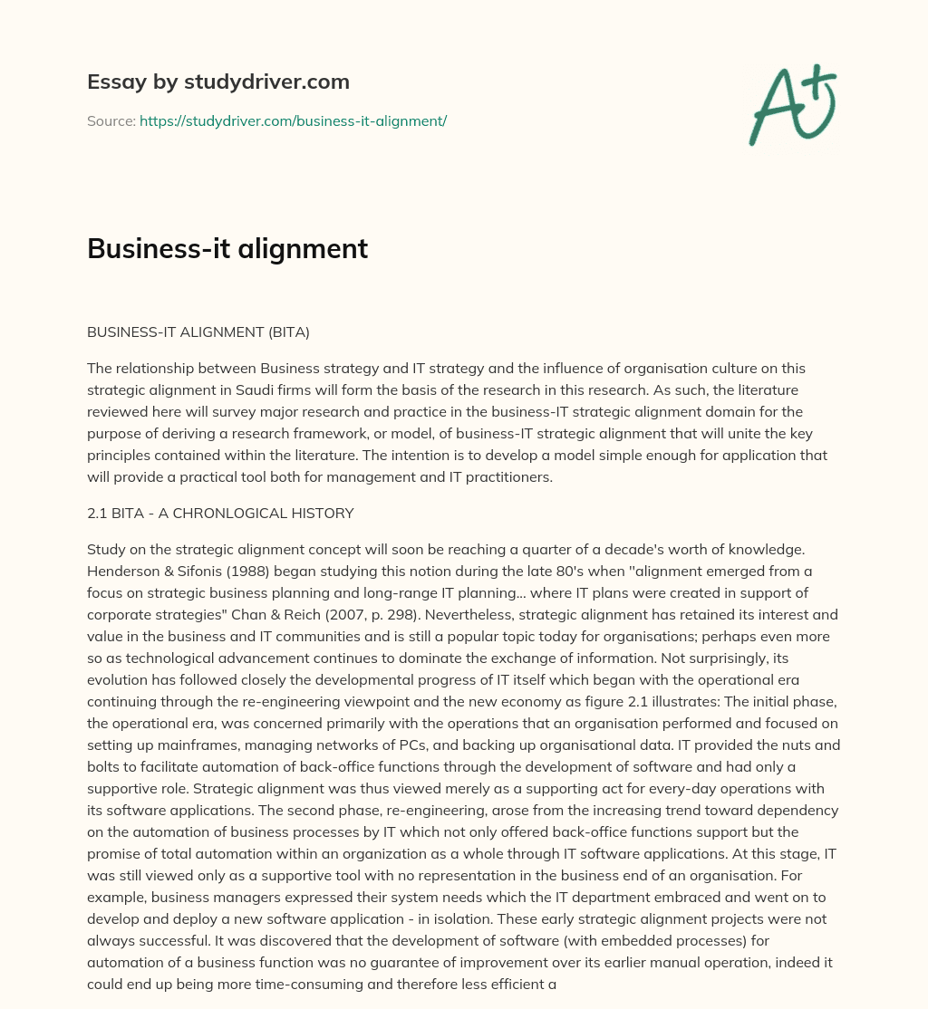 Business-it Alignment essay