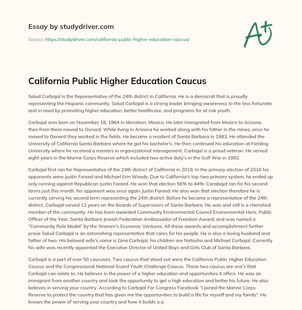 California Public Higher Education Caucus essay