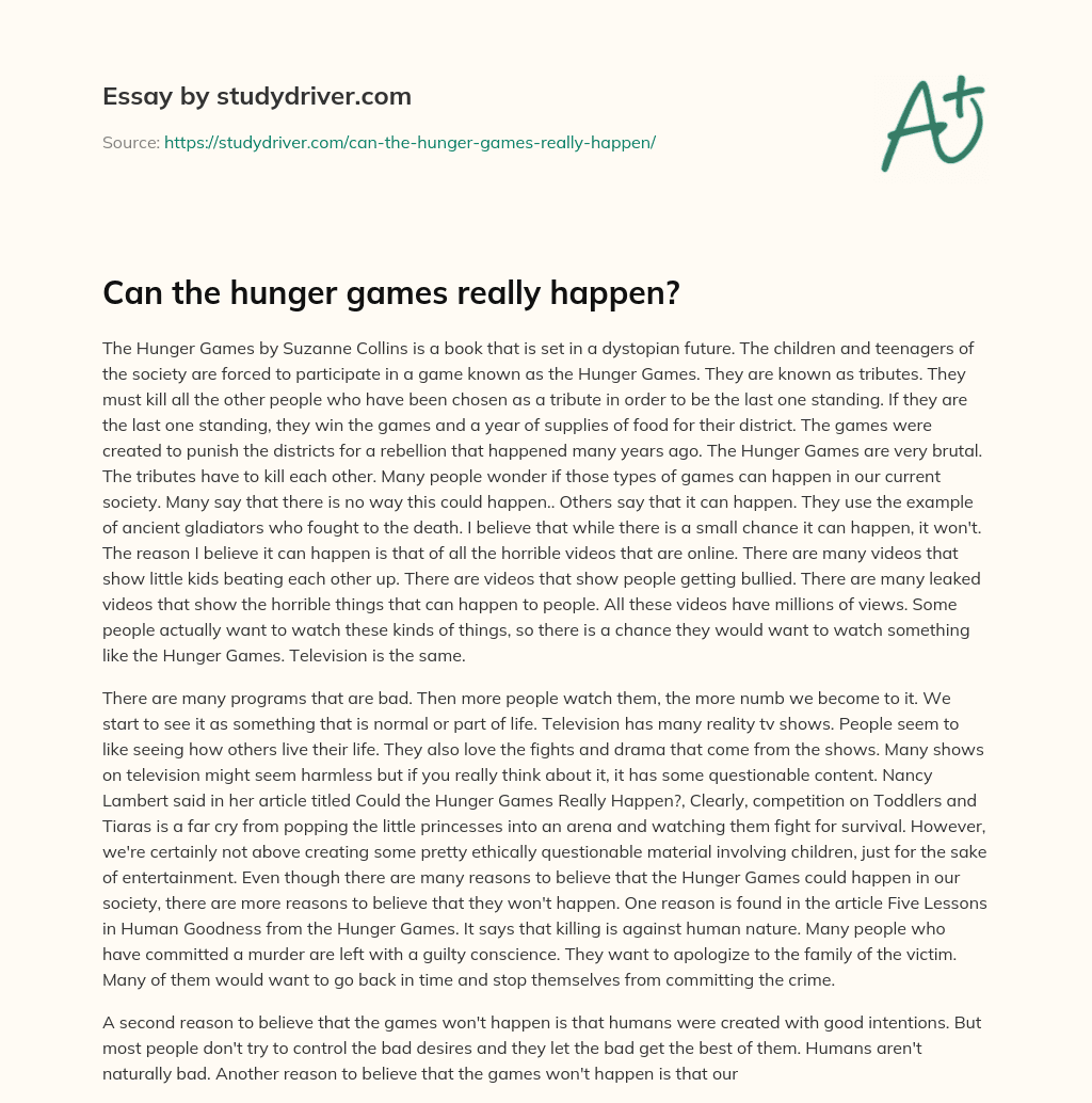 Can the Hunger Games Really Happen? essay