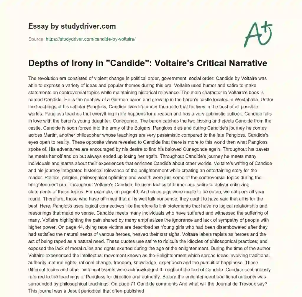 Candide by Voltaire essay