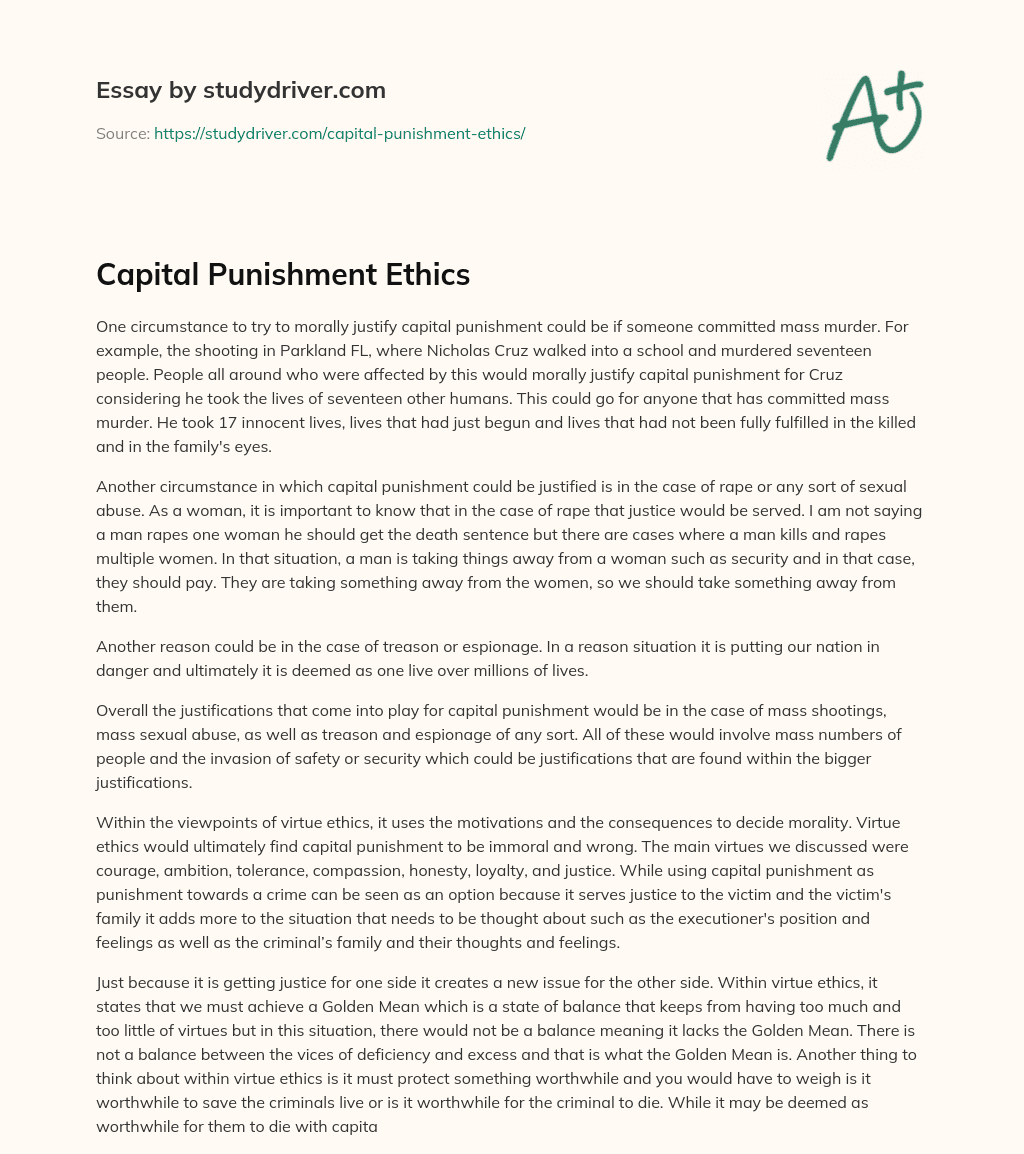 Capital Punishment Ethics essay