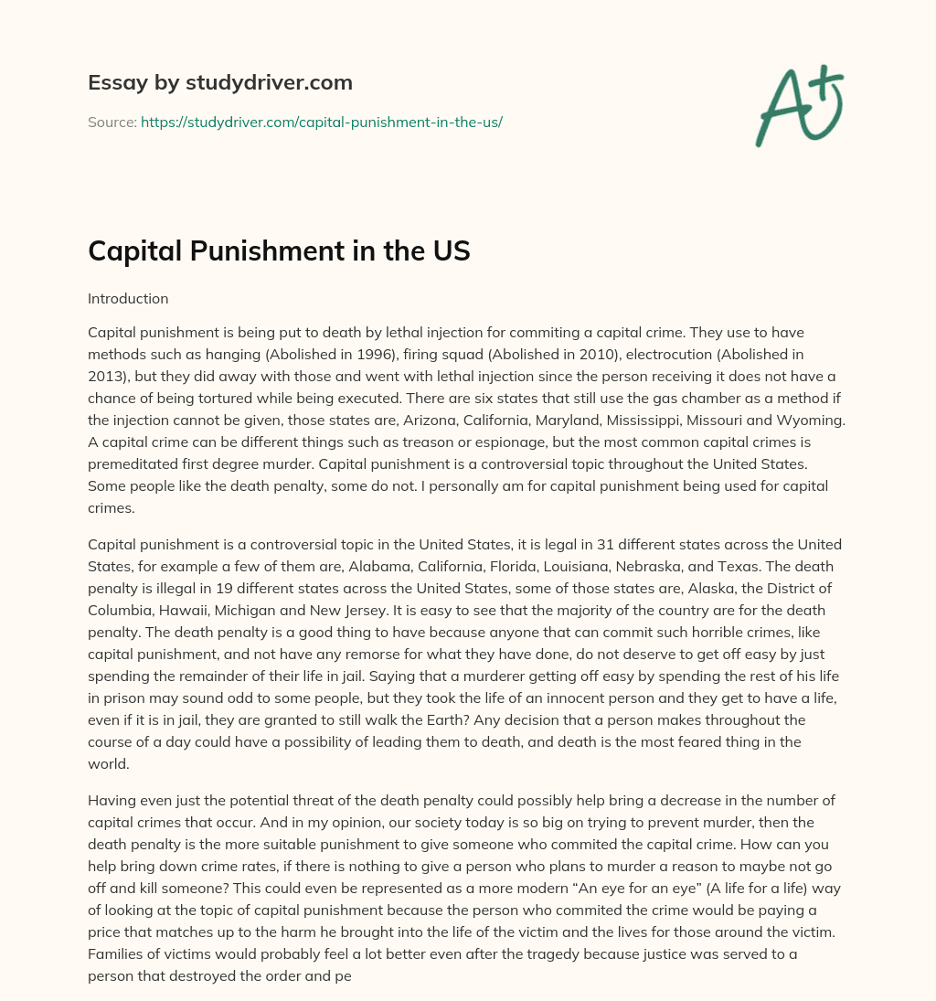 Capital Punishment in the US essay
