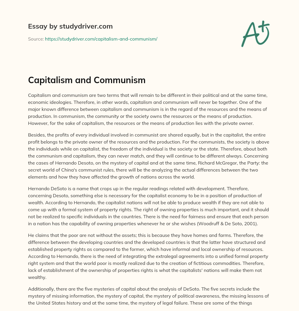 Capitalism and Communism essay