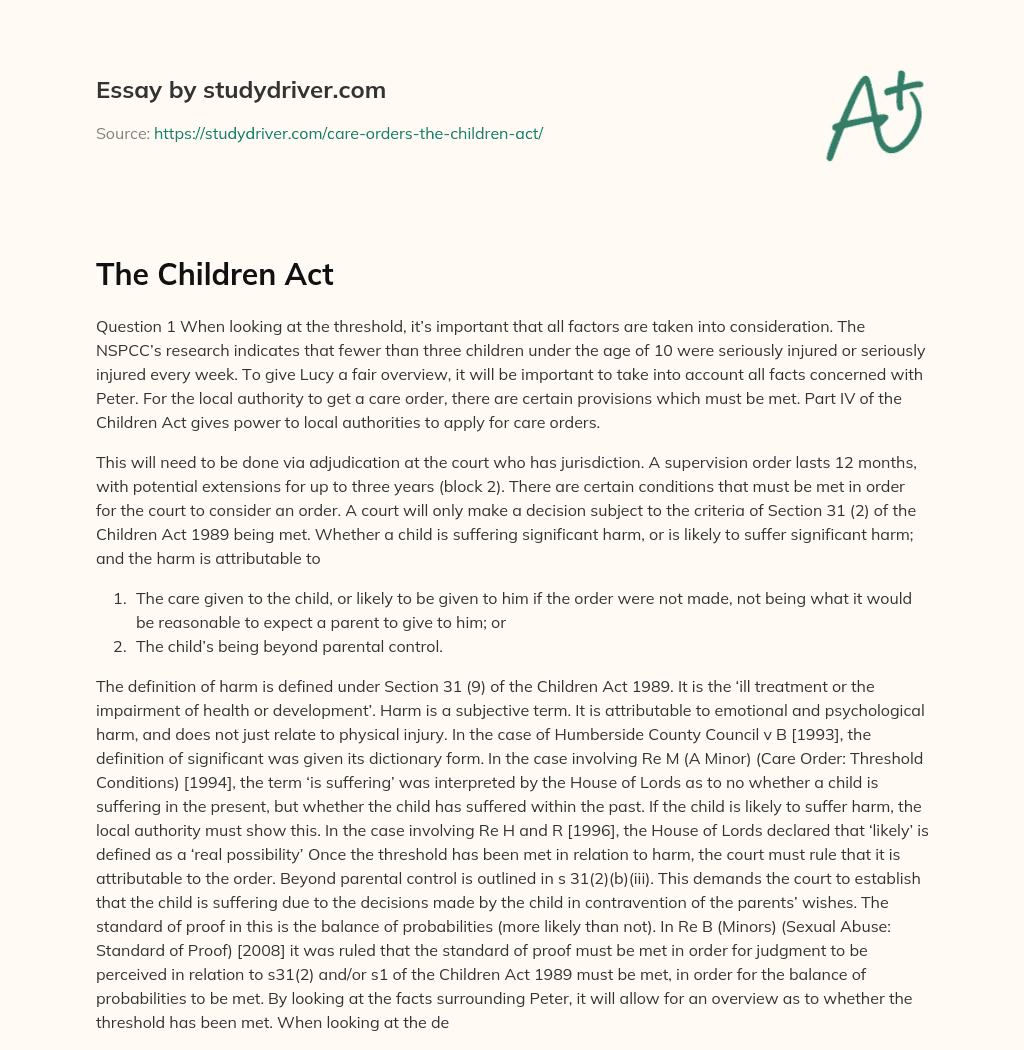 The Children Act essay