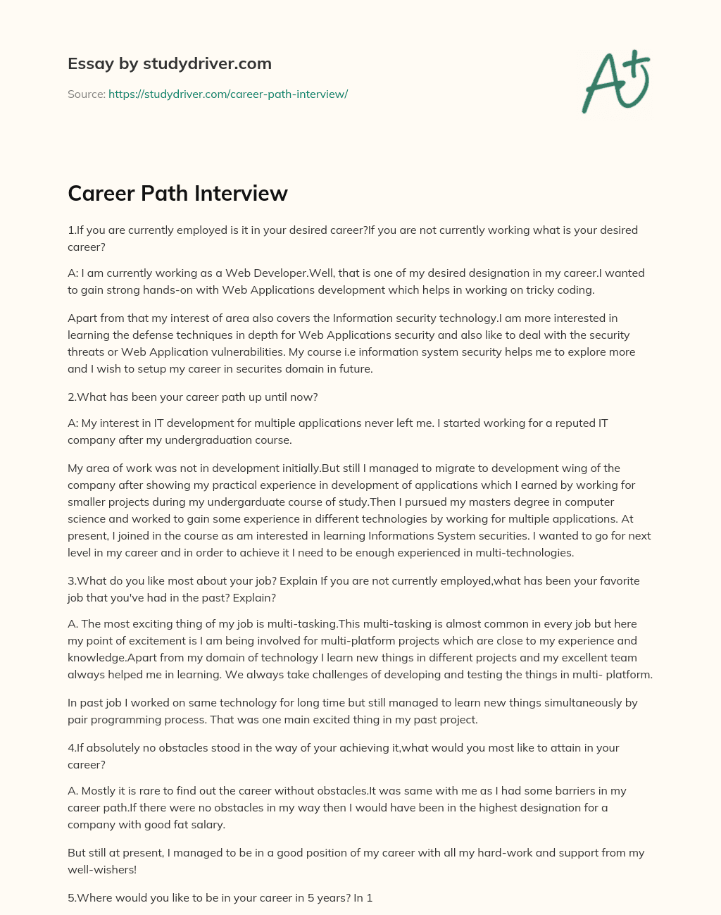 how to start a career path essay