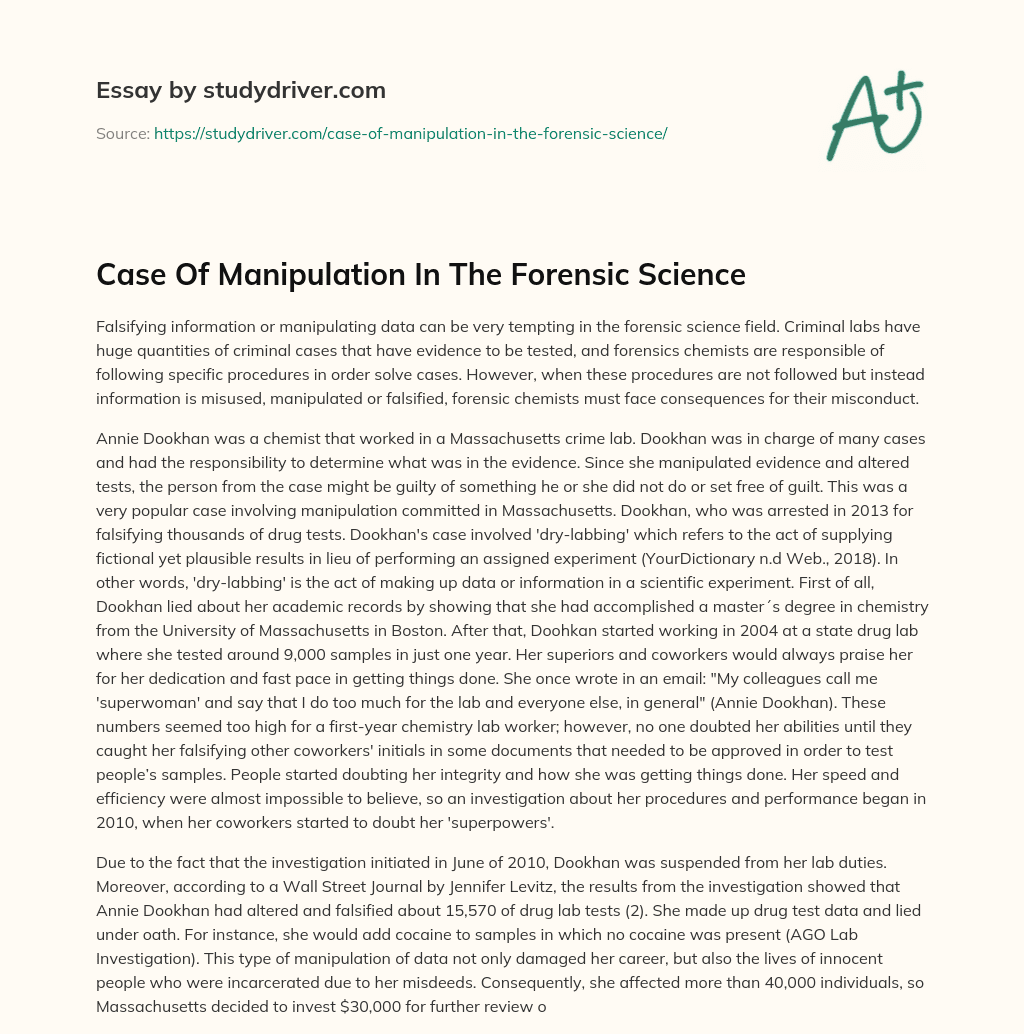 Case of Manipulation in the Forensic Science essay