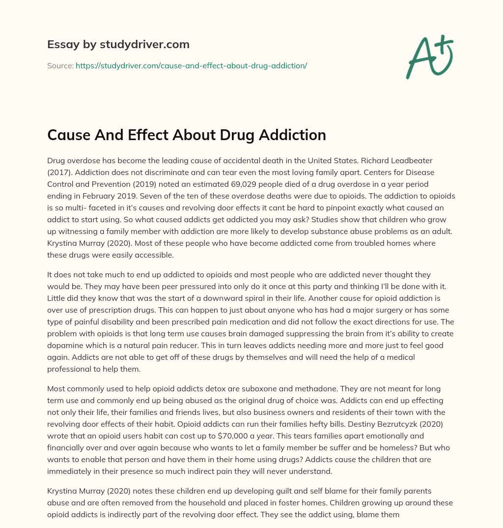 Cause and Effect about Drug Addiction essay