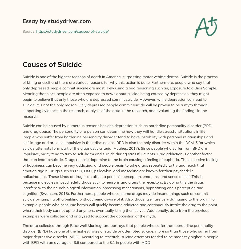Causes of Suicide essay