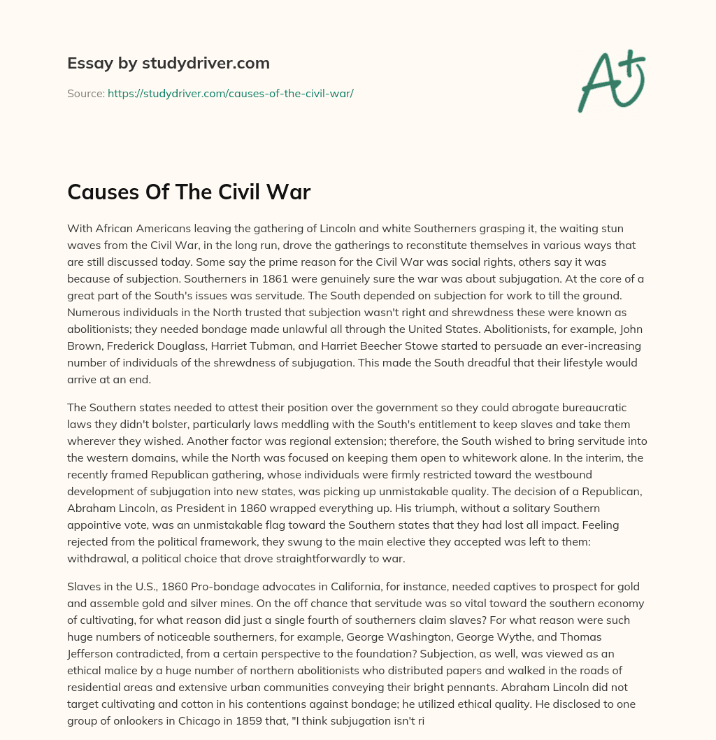 Causes of the Civil War essay