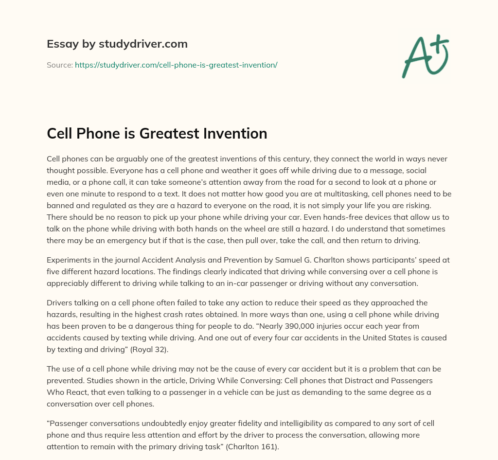 Cell Phone is Greatest Invention essay