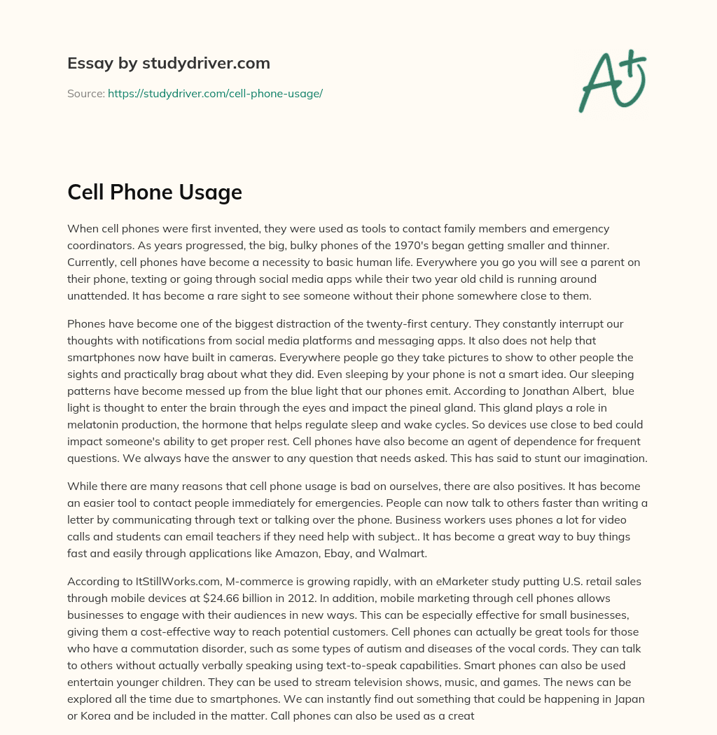 Cell Phone Usage essay