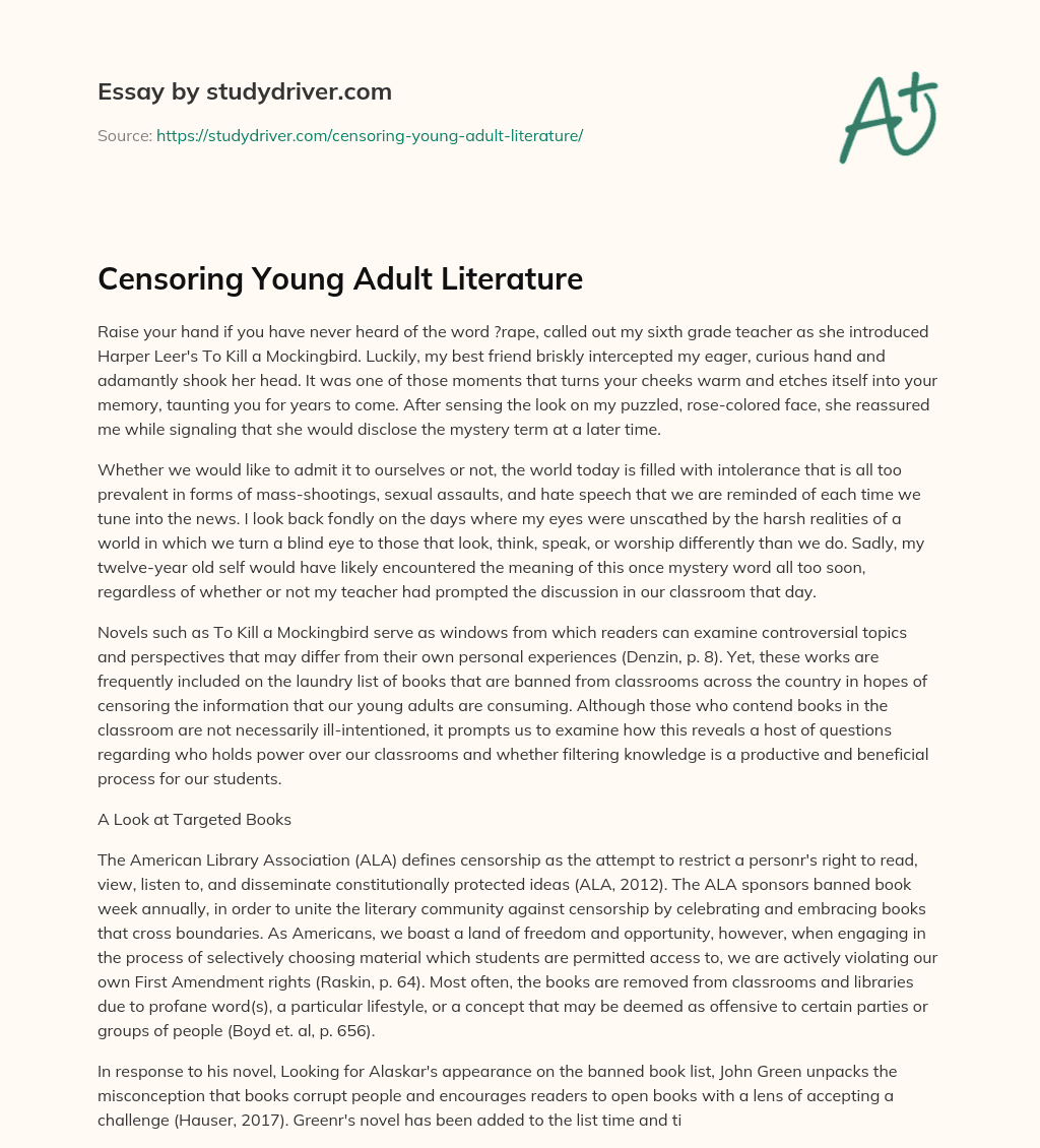 Censoring Young Adult Literature essay