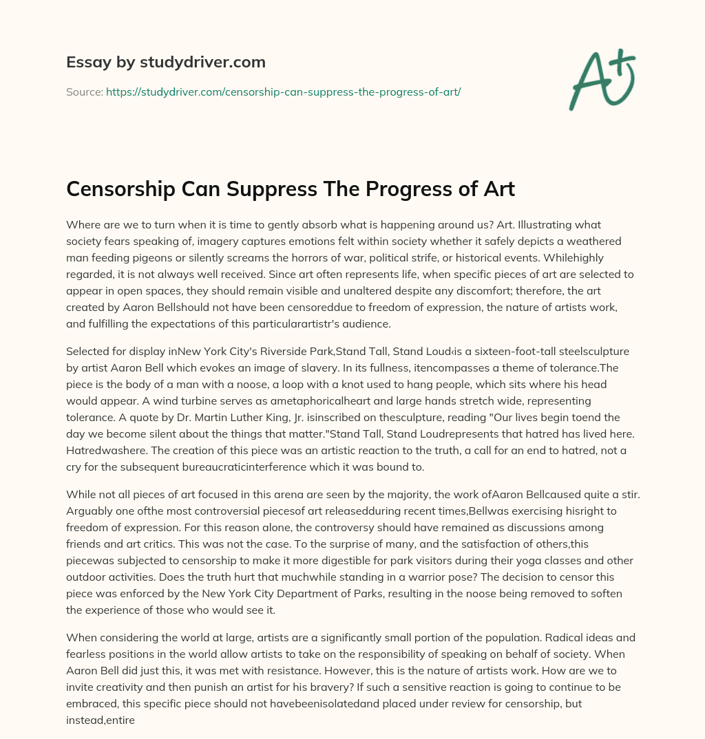 Censorship Can Suppress the Progress of Art essay