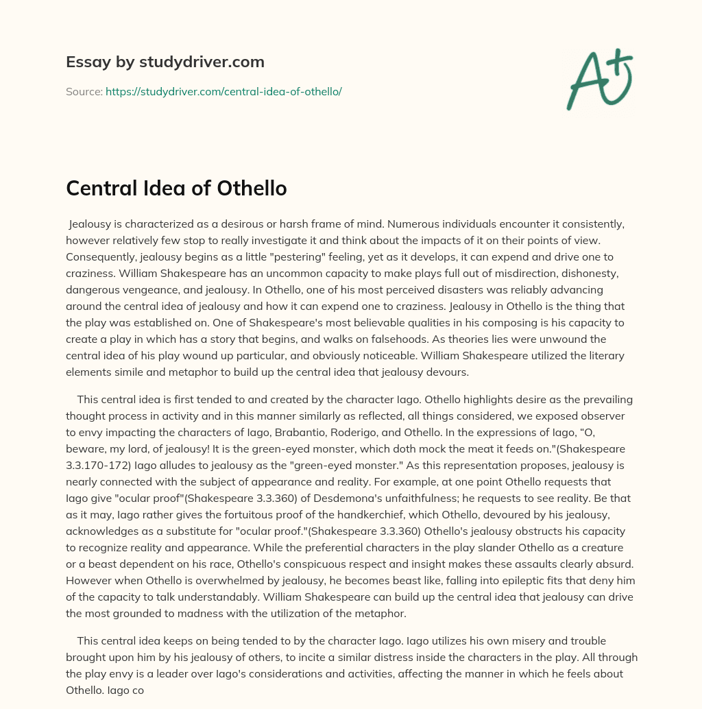 Central Idea of Othello essay