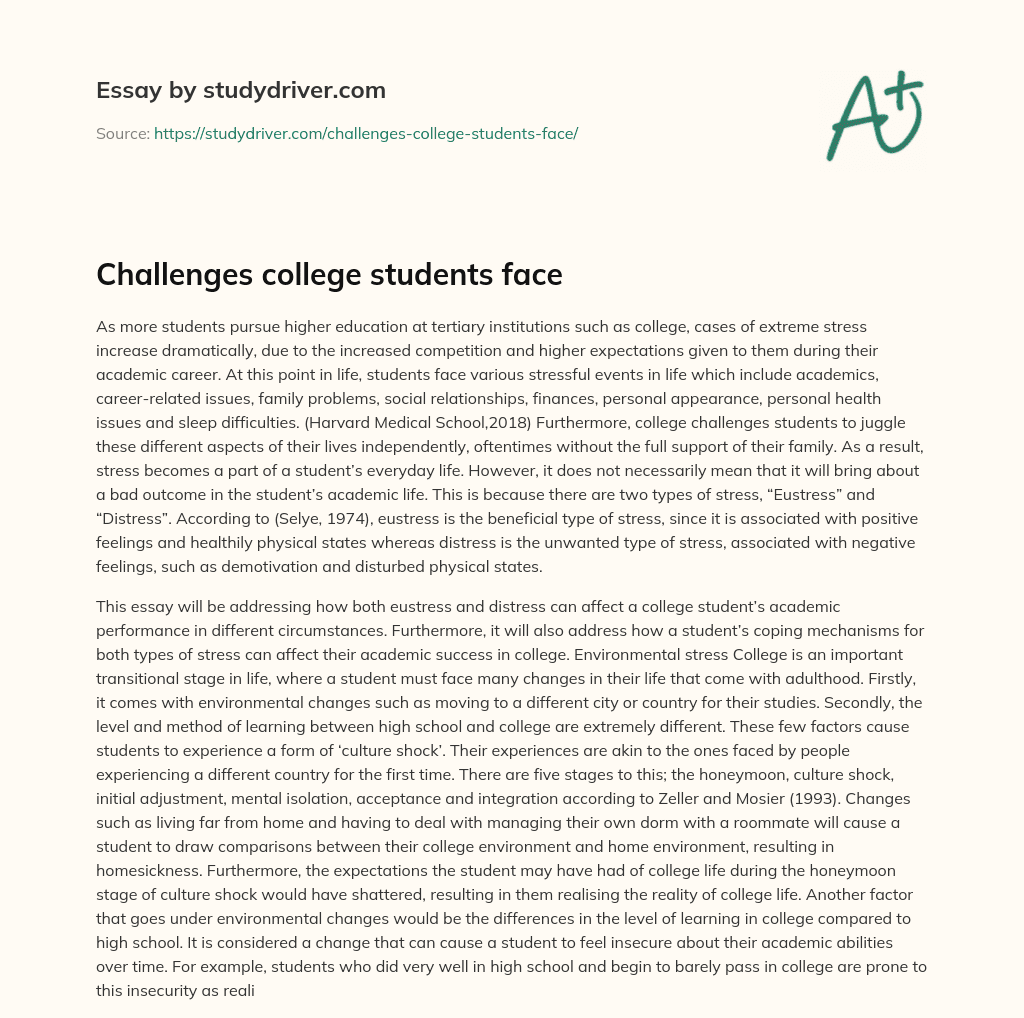 Challenges College Students Face essay