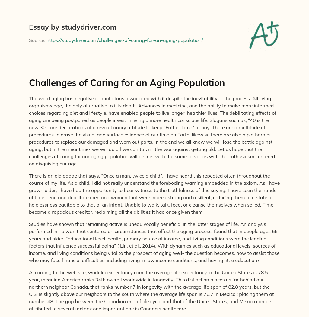 Challenges of Caring for an Aging Population essay