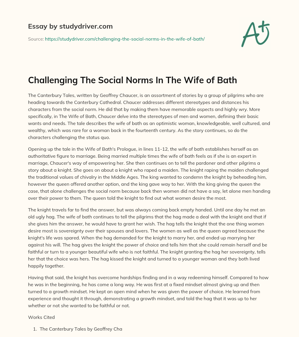 Challenging the Social Norms in the Wife of Bath essay