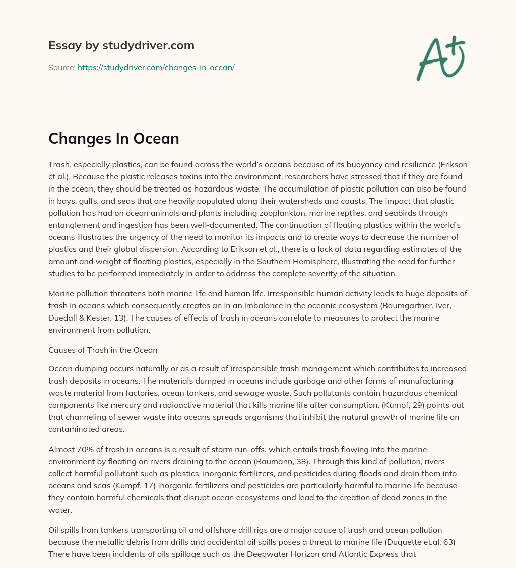Changes in Ocean essay