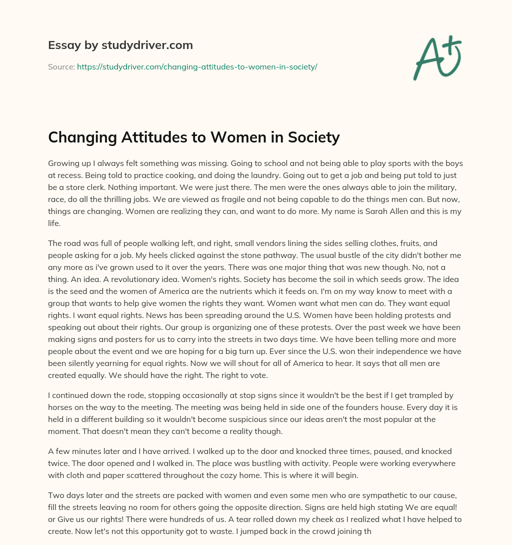 Changing Attitudes to Women in Society essay