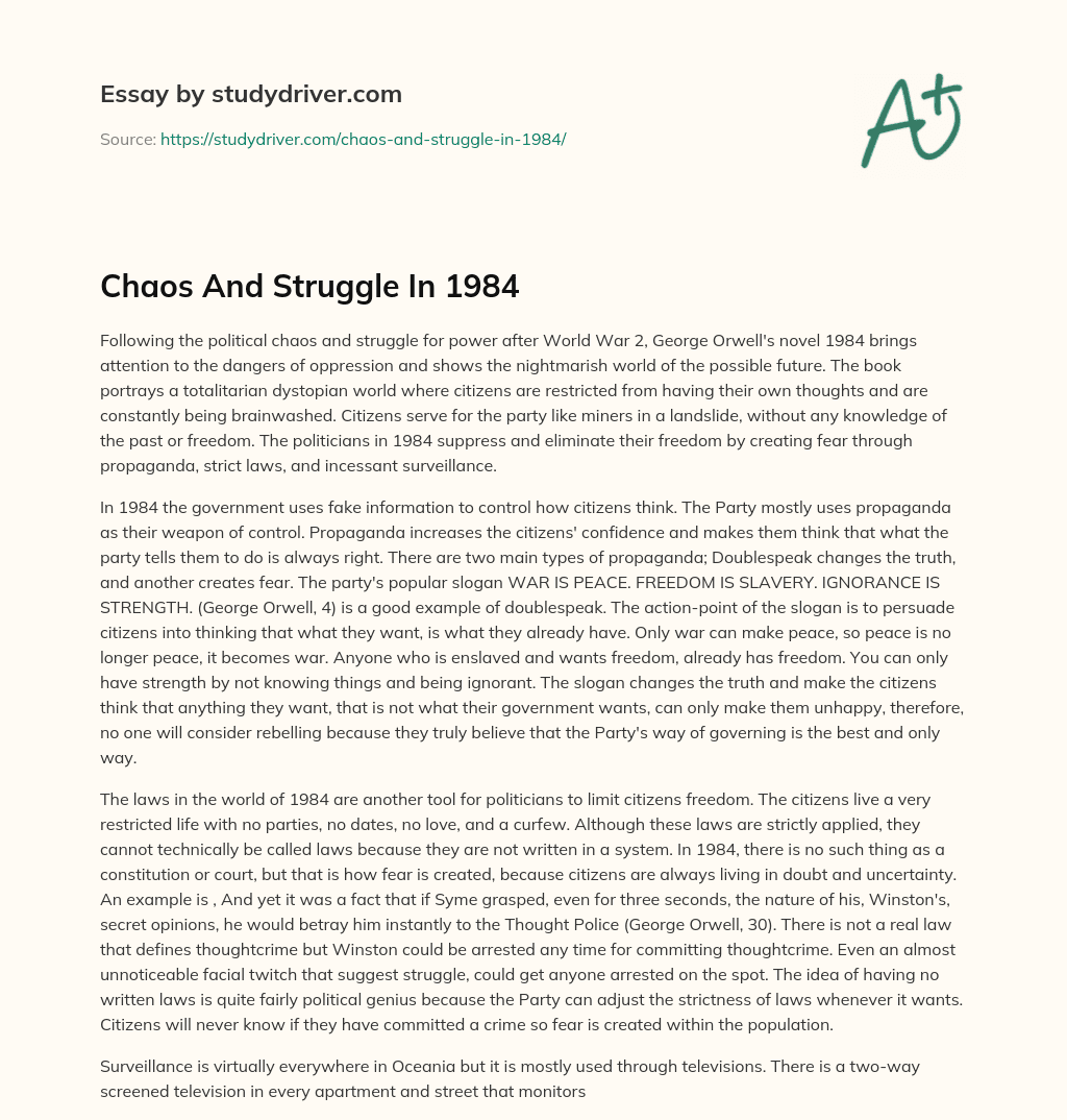 Chaos and Struggle in 1984 essay