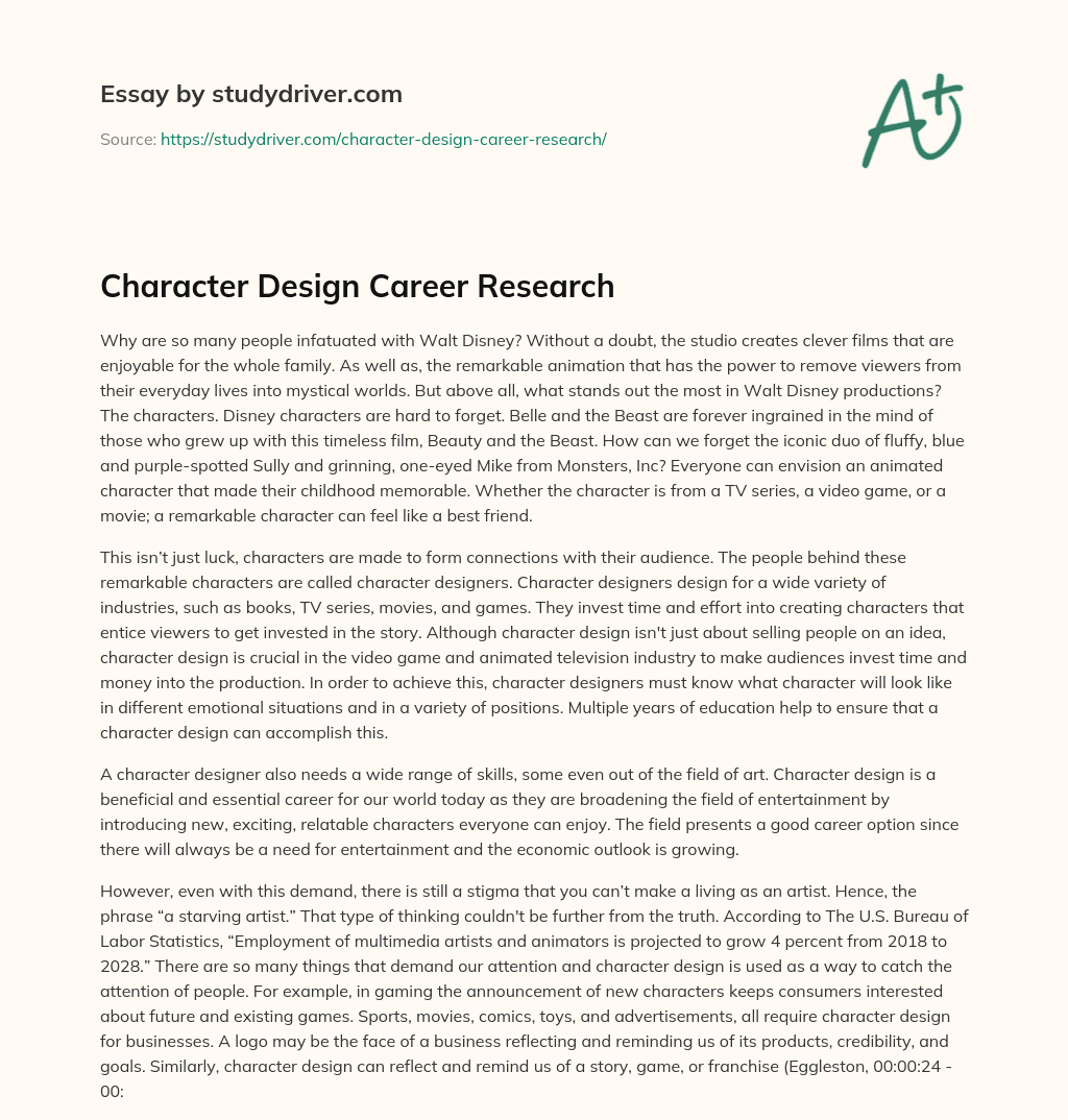 Character Design Career Research essay