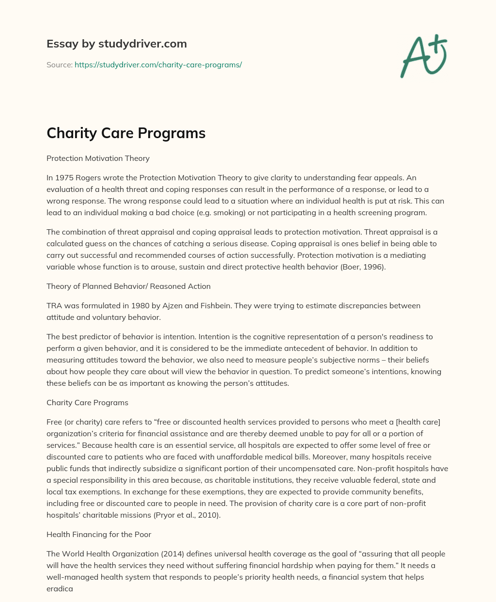 Charity Care Programs essay