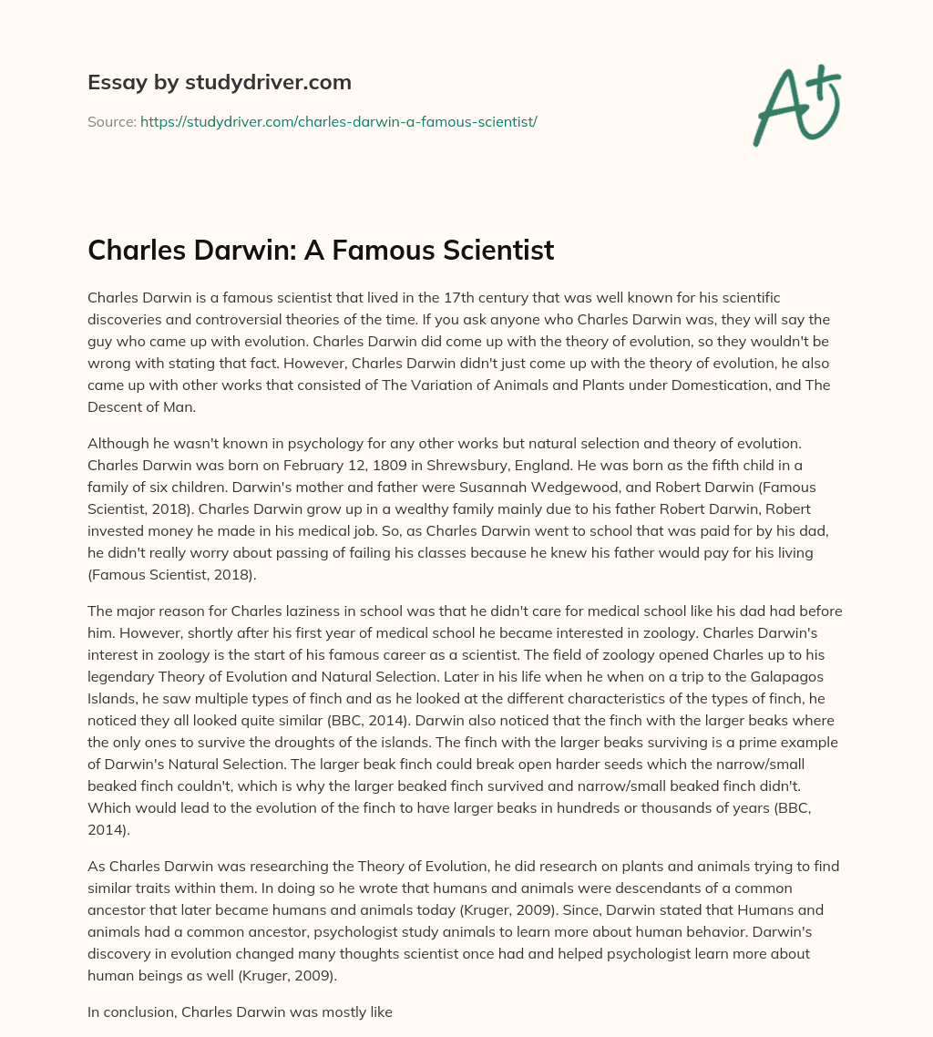 Charles Darwin: a Famous Scientist essay