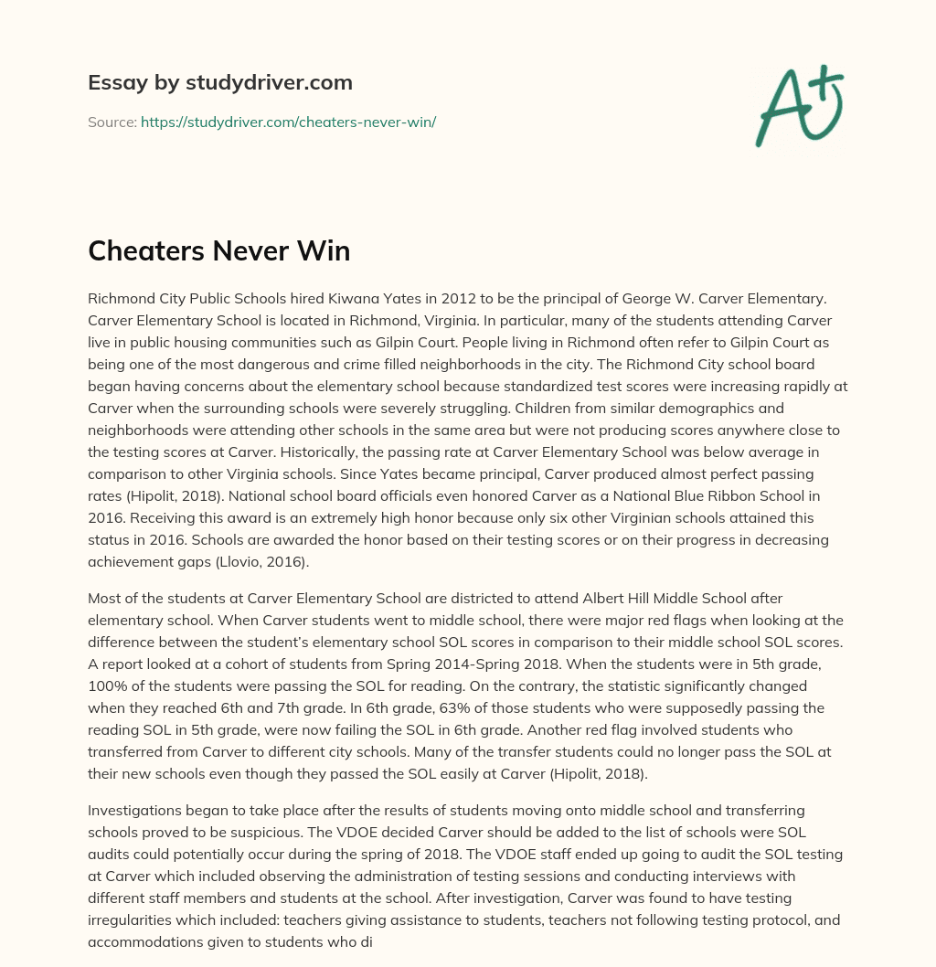 Cheaters Never Win essay