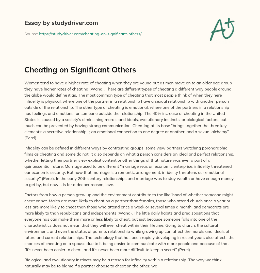 Cheating on Significant Others essay
