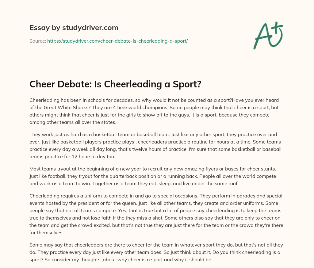 Cheer Debate: is Cheerleading a Sport? essay