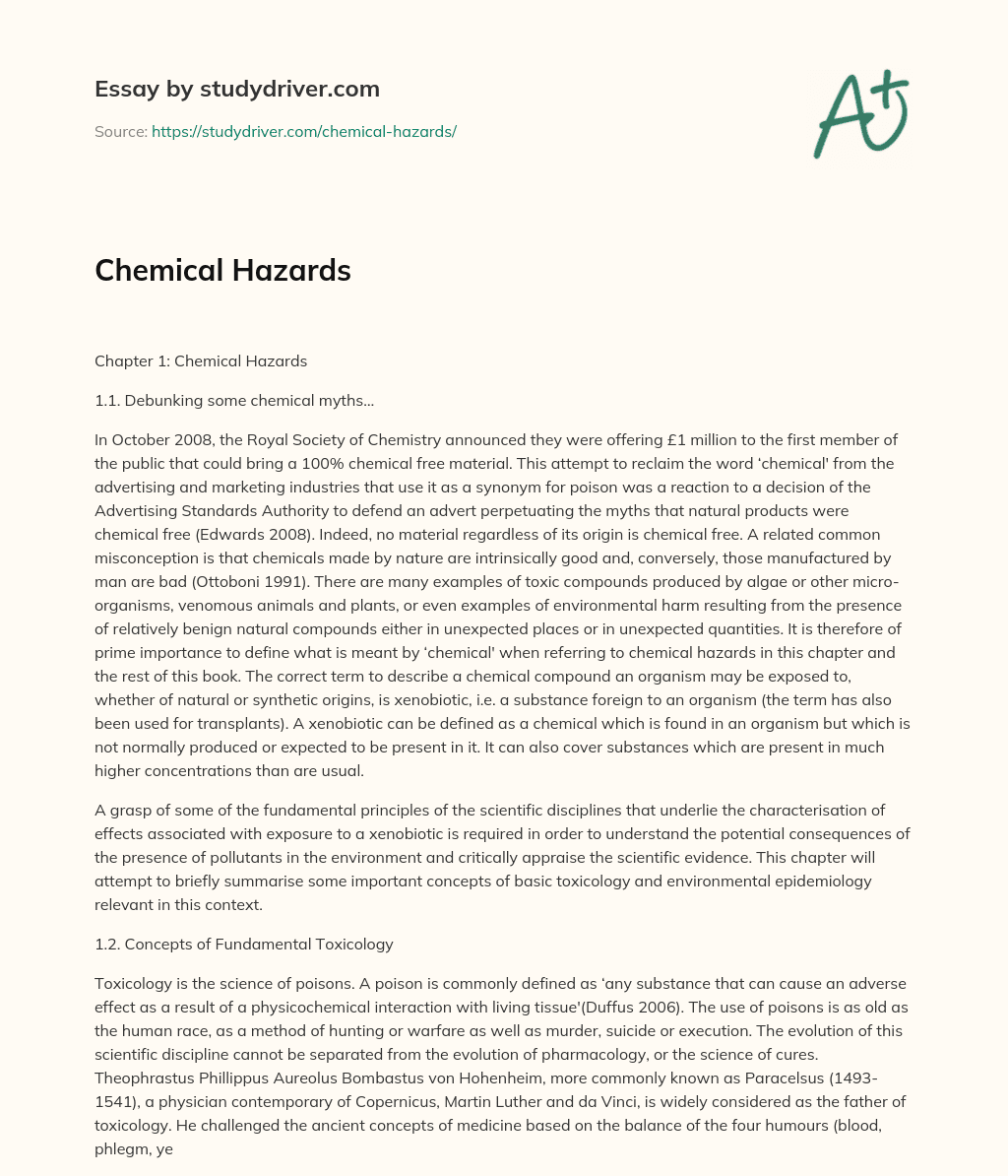 Chemical Hazards essay
