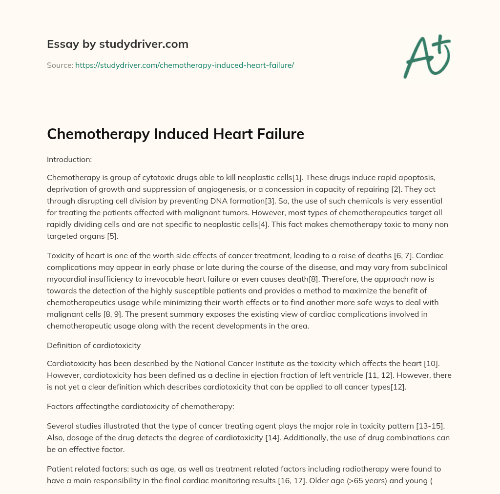 Chemotherapy Induced Heart Failure essay