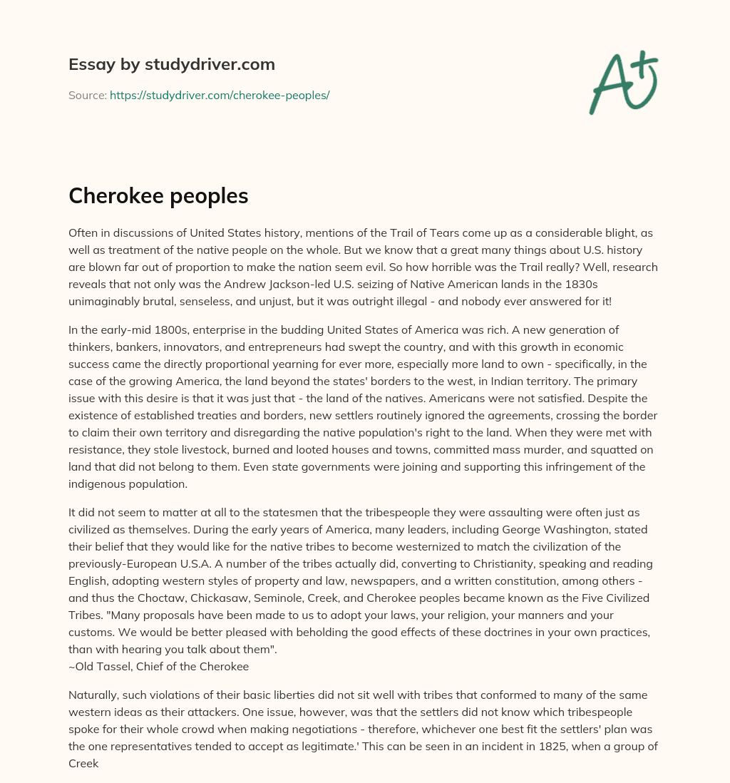 Cherokee Peoples essay