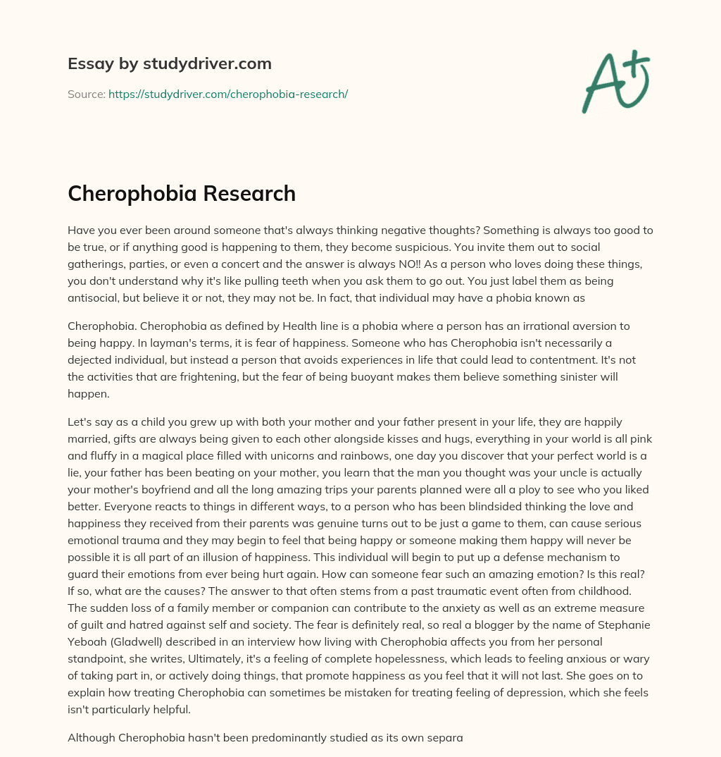 Cherophobia Research essay