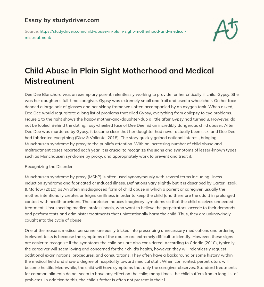 Child Abuse in Plain Sight  Motherhood and Medical Mistreatment essay