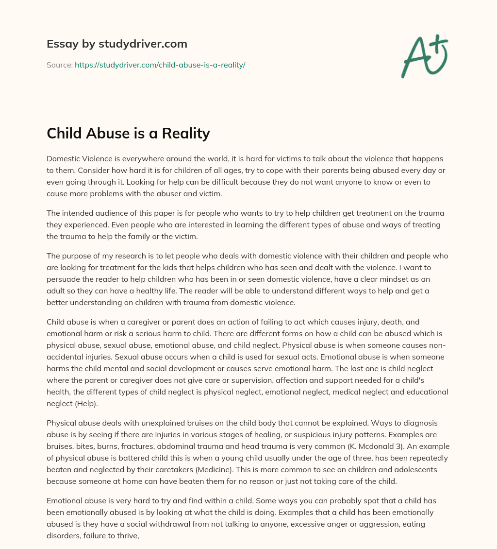 Child Abuse is a Reality essay