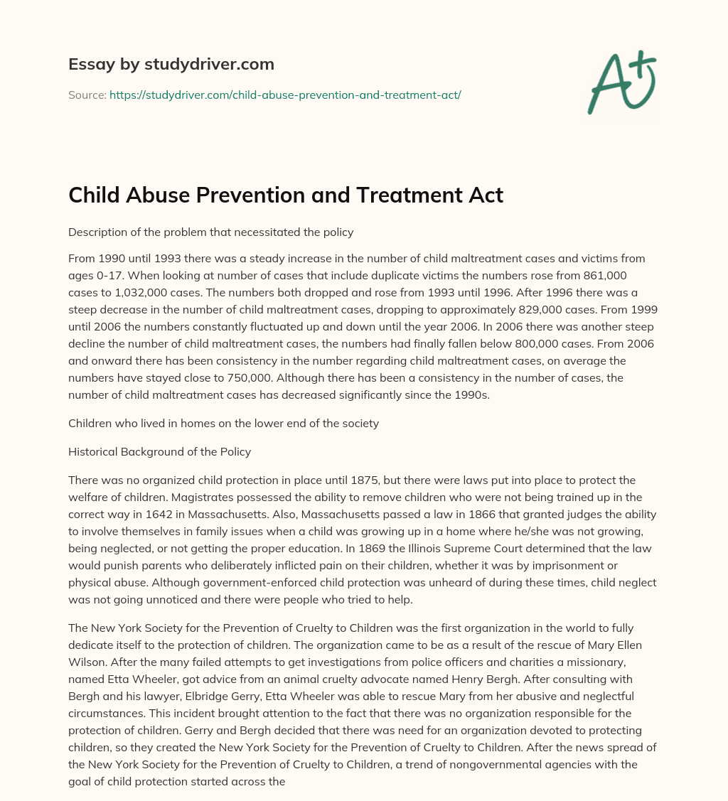 Child Abuse Prevention and Treatment Act essay