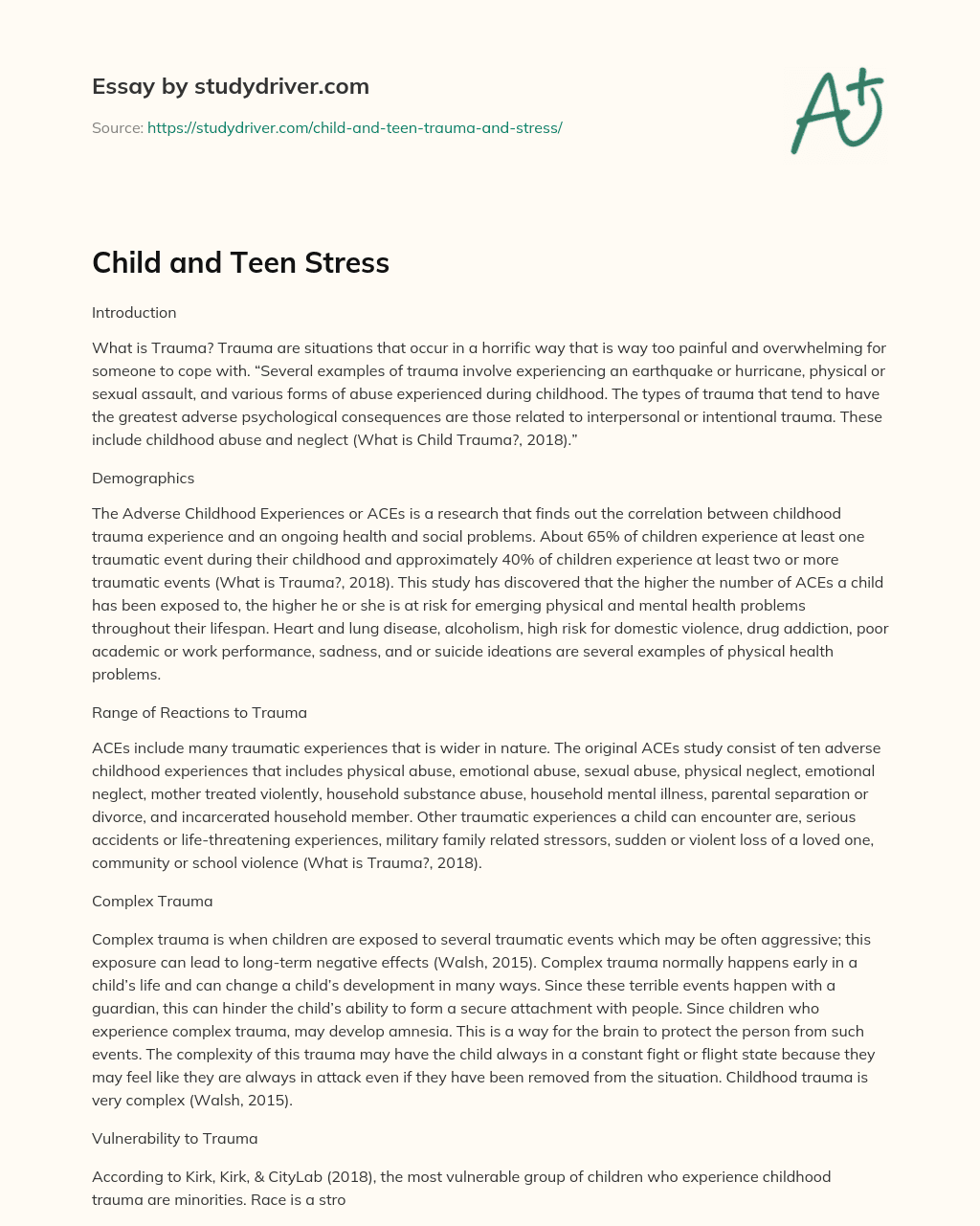 Child and Teen Stress essay