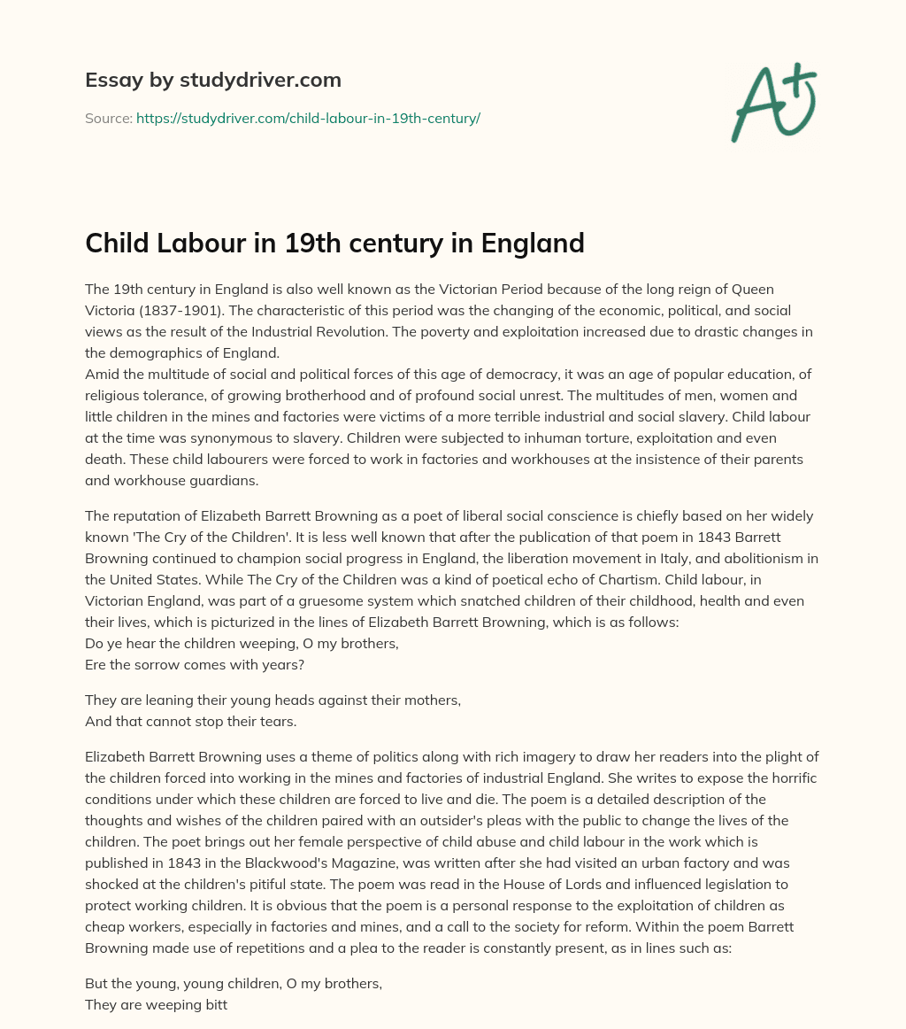 Child Labour in 19th Century in England essay