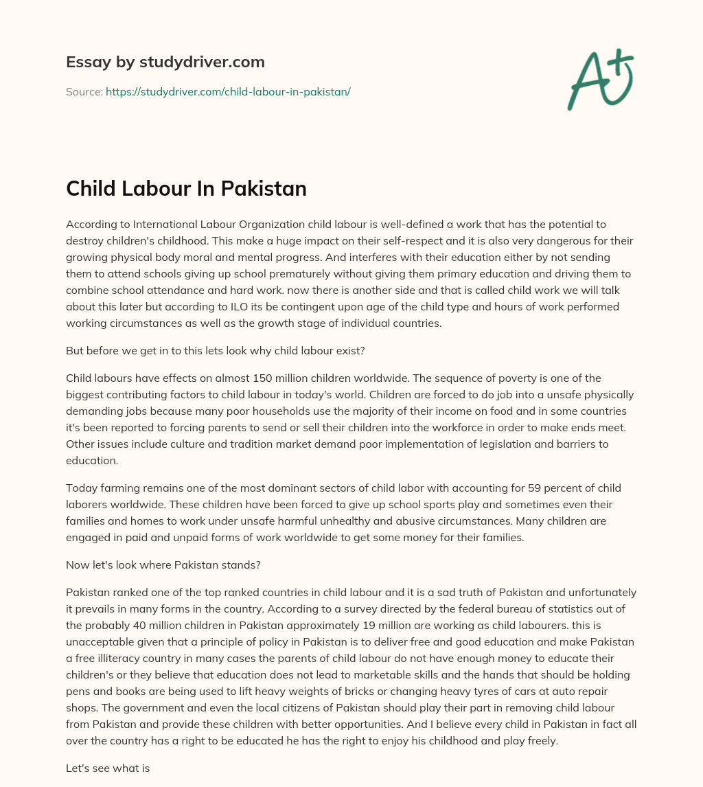 Child Labour in Pakistan essay