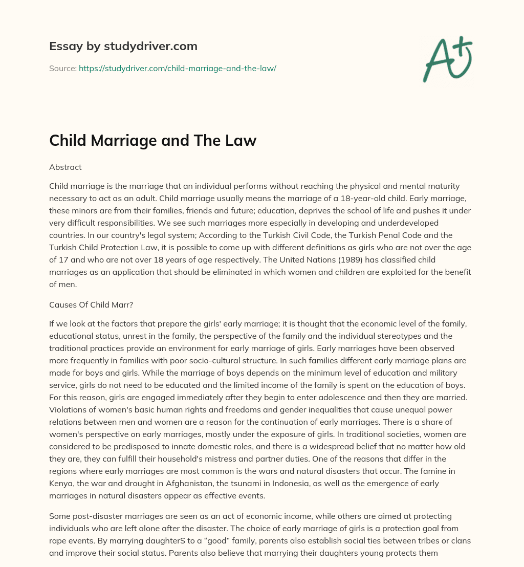 Child Marriage and the Law essay