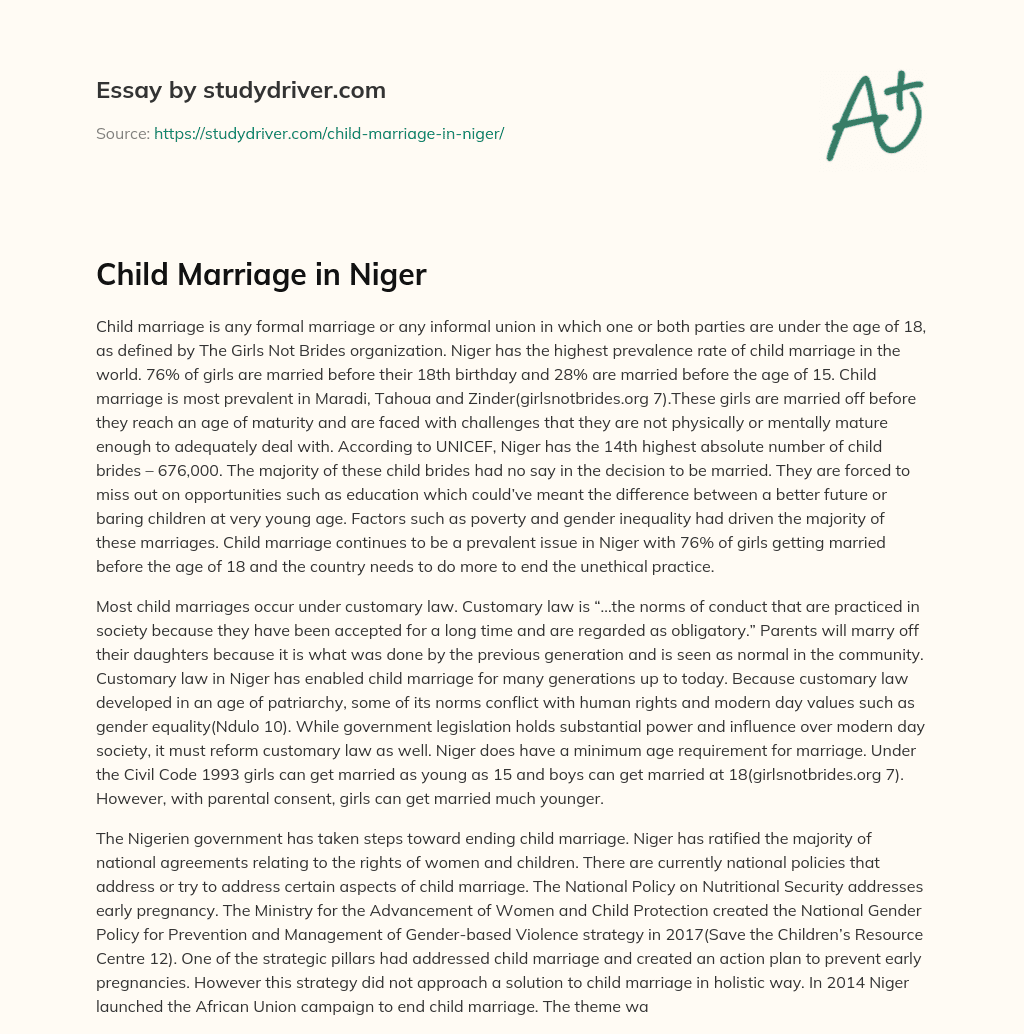 Child Marriage in Niger essay