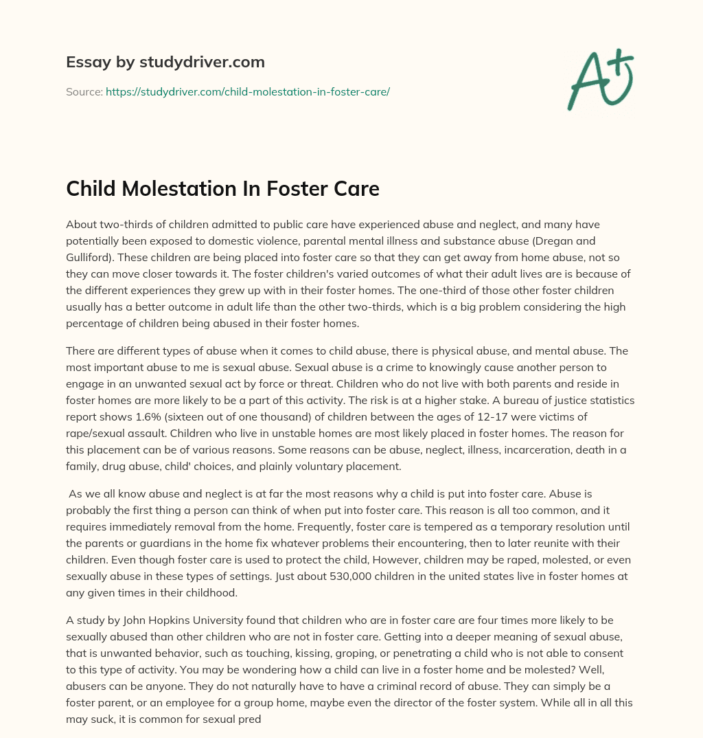 Child Molestation in Foster Care essay