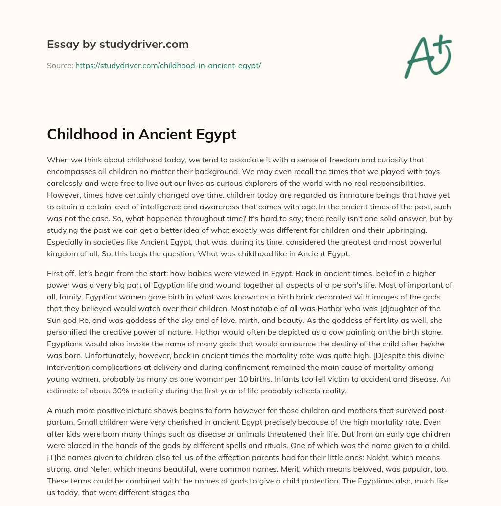 Childhood in Ancient Egypt essay