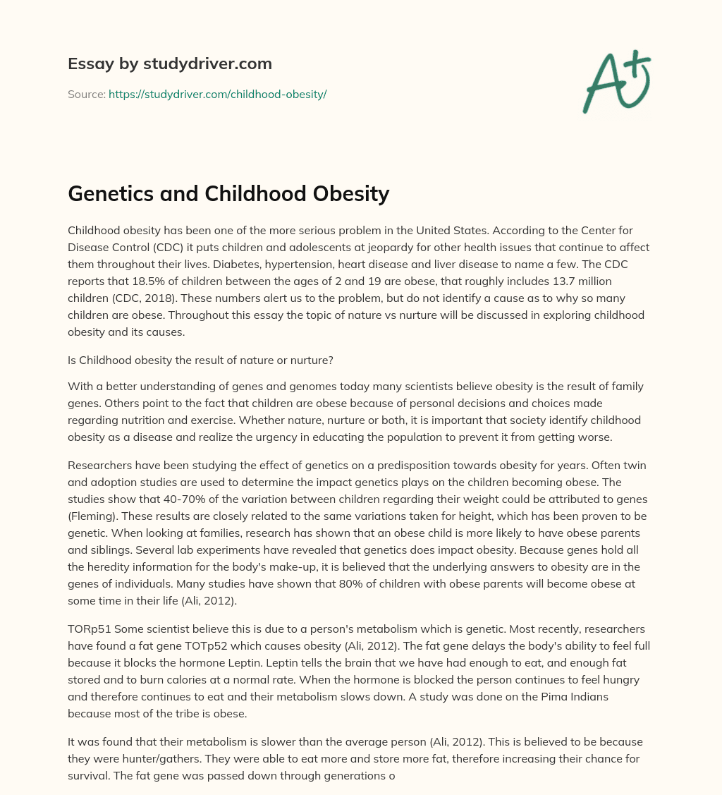 Genetics and Childhood Obesity essay